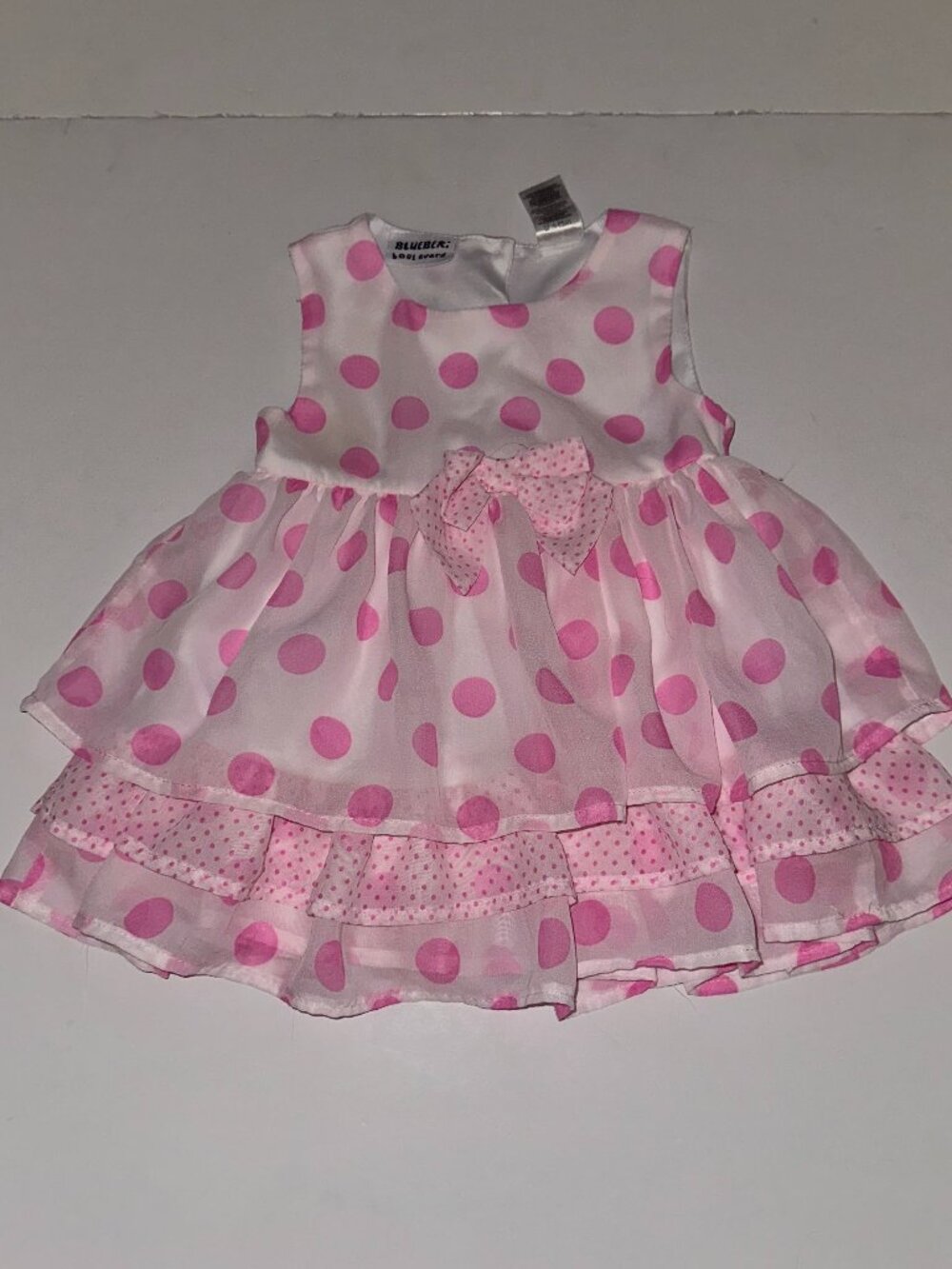 Blueberi Boulevard Dress Girls Size 12-18 Months pink & white polkadots